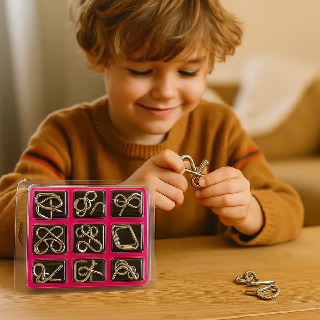 Kletshuts™ MetalPuzzles: Dětské Hračky na Rozvoj Myšlení - Sada Kovových Puzzle