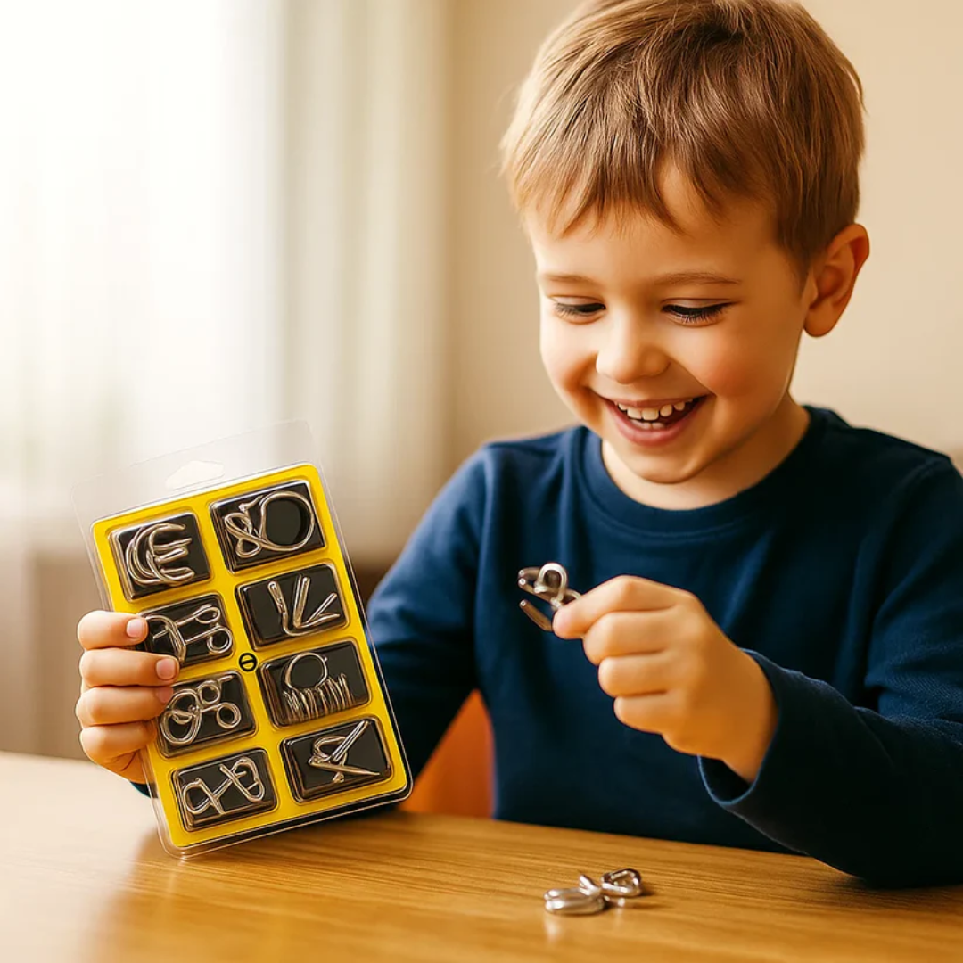 Kletshuts™ MetalPuzzles: Dětské Hračky na Rozvoj Myšlení - Sada Kovových Puzzle