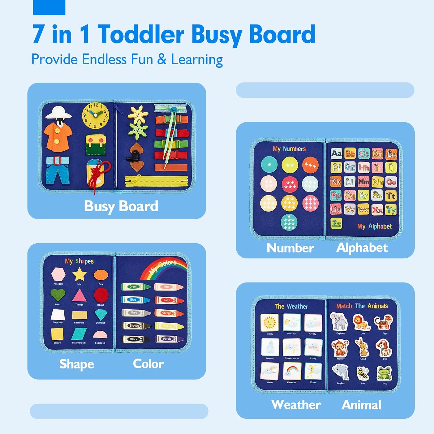 Kletshuts™ BusyBoard: Montessori vzdělávací zábavná deska pro jemnou motoriku