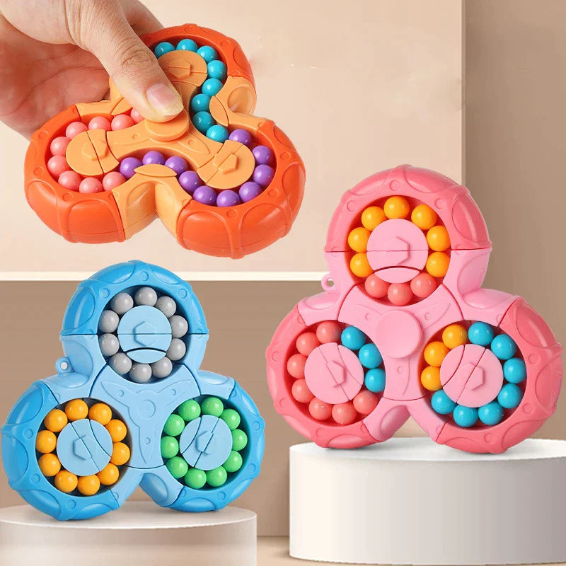 Kletshuts™ SensoryToy - 2 v 1 Rubikova kostka / Magická fazole Gyro Fidget Spinner