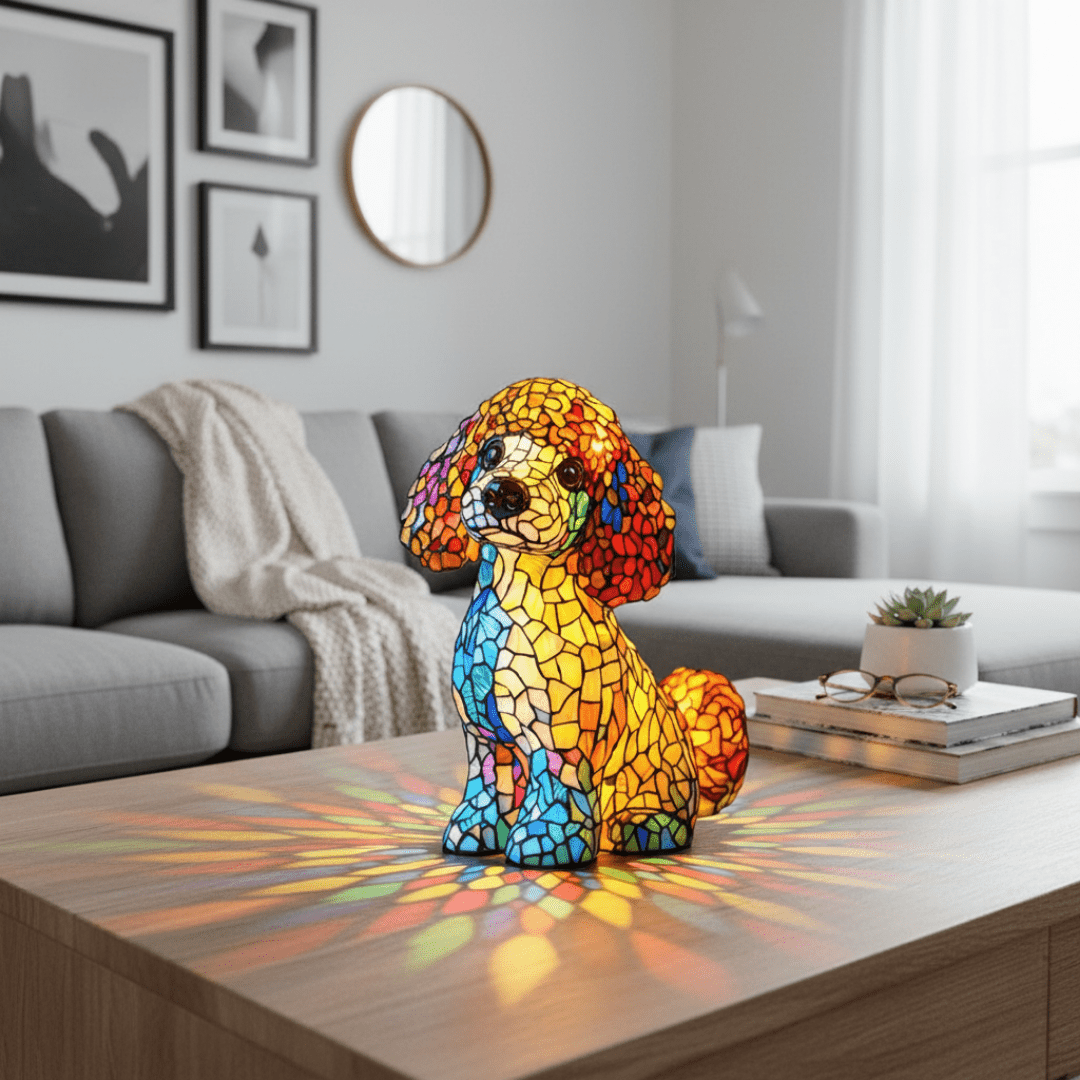 Pudel | Skleněná malba Lampa