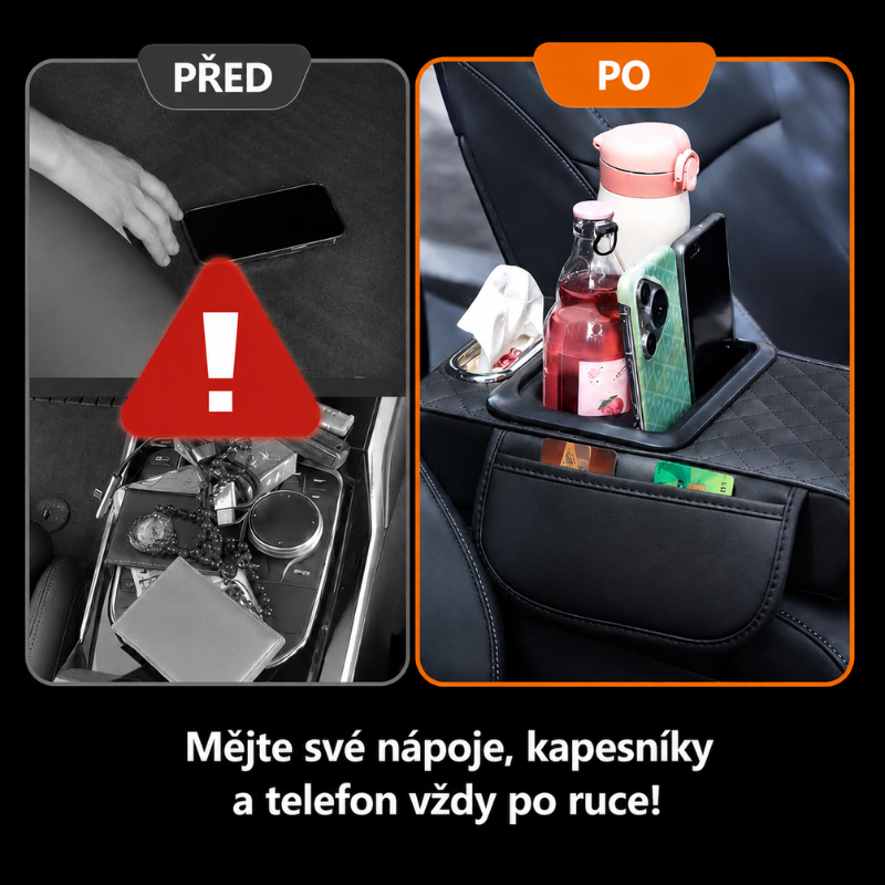 Luxusní kožená loketní opěrka do auta
