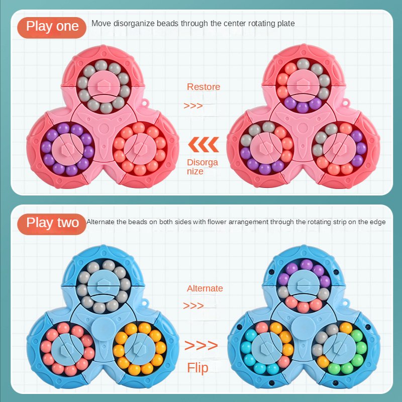 Kletshuts™ SensoryToy - 2 v 1 Rubikova kostka / Magická fazole Gyro Fidget Spinner