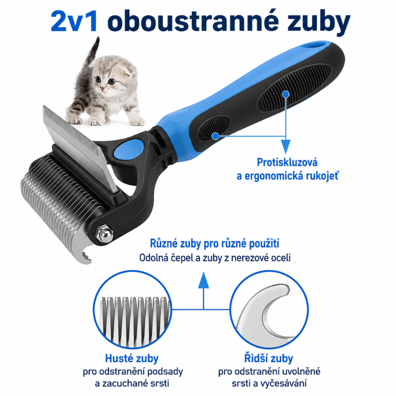 1+1 ZDARMA Kartáč na vyčesávání srsti – až o 90 % méně chlupů