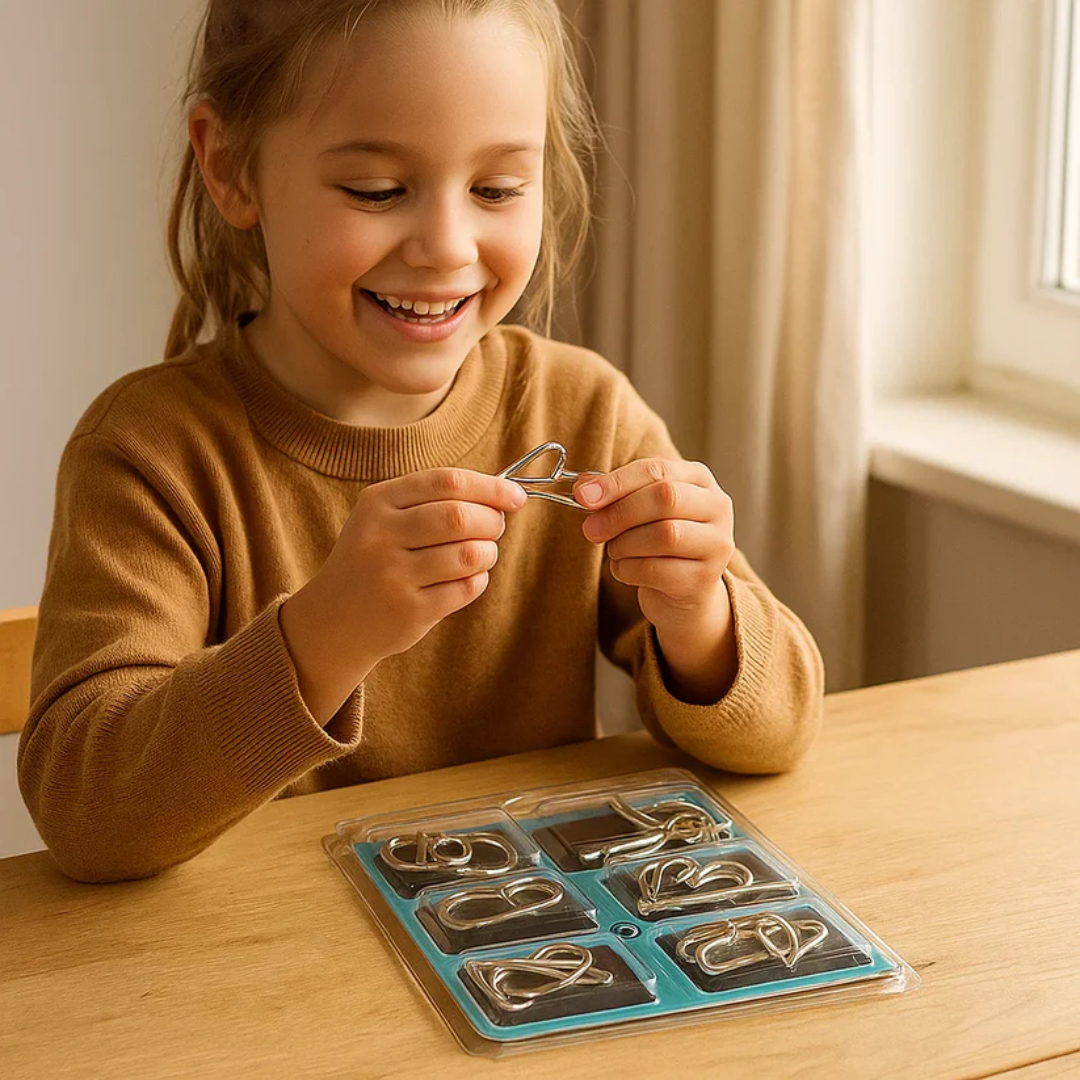Kletshuts™ MetalPuzzles: Dětské Hračky na Rozvoj Myšlení - Sada Kovových Puzzle