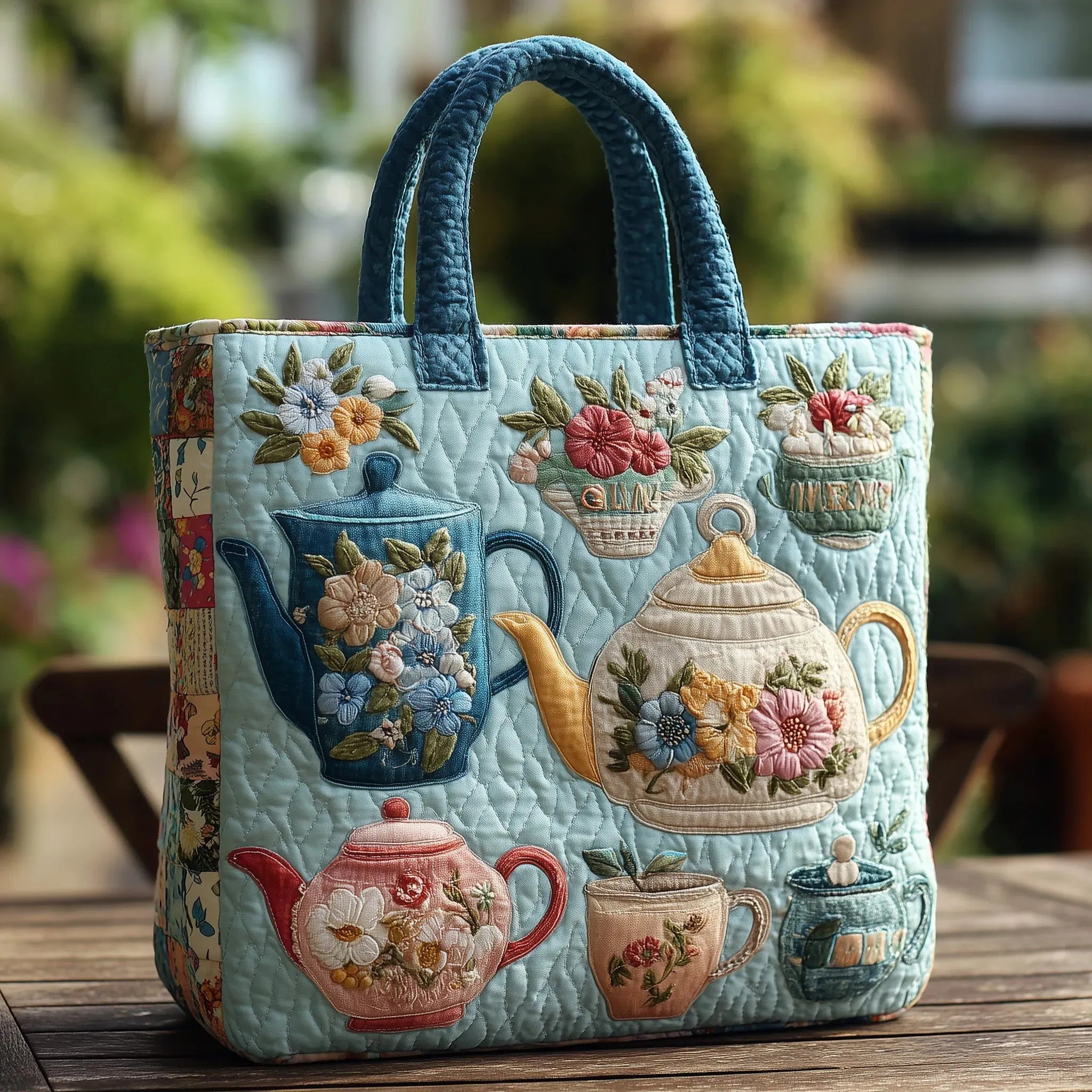 Gequilt Tote Bag s Květinovým Vzorem