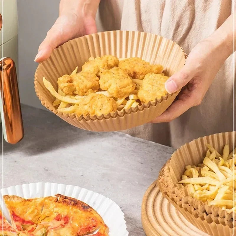 Globetrek° AirFryerLiner: Jednorázové Papírové Vložky do Horkovzdušné Fritézy