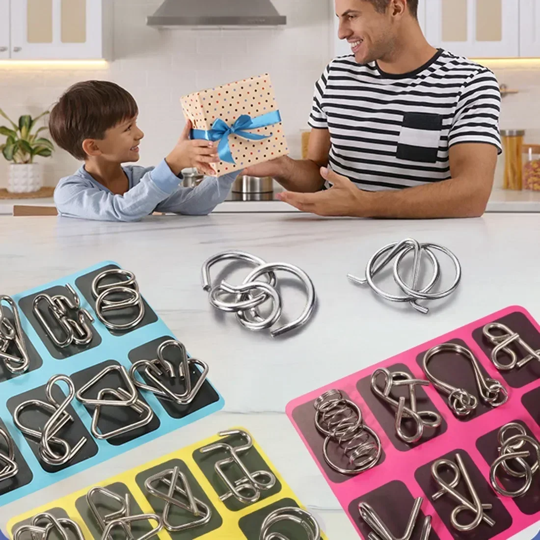 Kletshuts™ MetalPuzzles: Dětské Hračky na Rozvoj Myšlení - Sada Kovových Puzzle